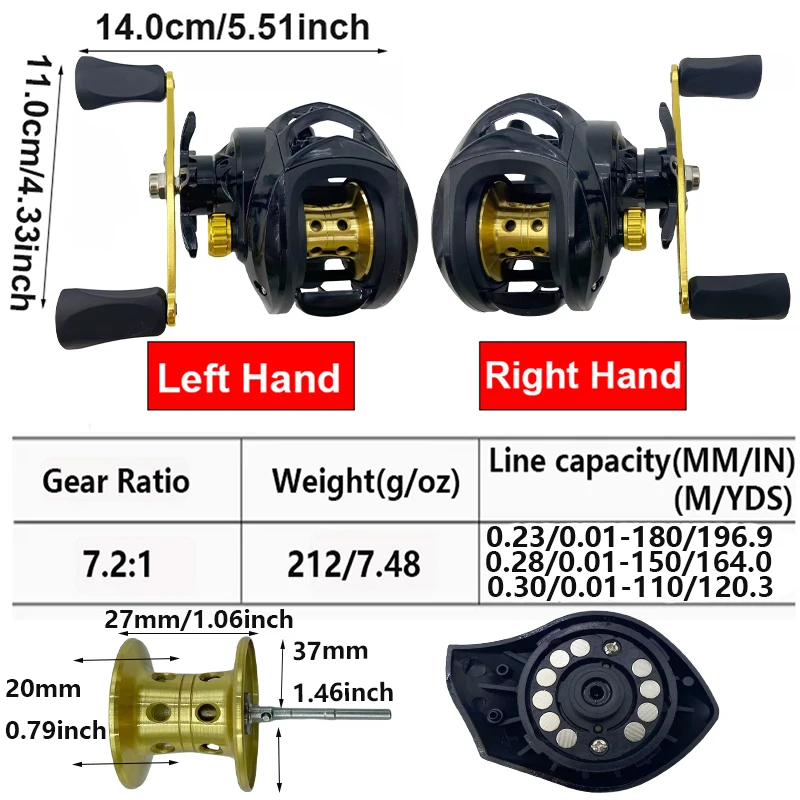 Caña de pescar con señuelo telescópico súper ligera Cmobo, alimentador de carpa de agua dulce y relación de engranaje 7,2: 1, carrete de Baitcasting, arrastre máximo de 8KG - imagen 3