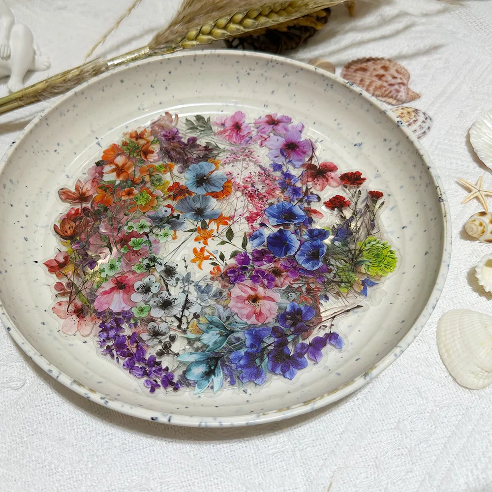 50 Uds. Pegatinas de grafiti de dibujos animados de flores de tinta INS transparente DIY teléfono portátil maleta para portátil pegatina impermeable juguetes para niños regalos - imagen 5