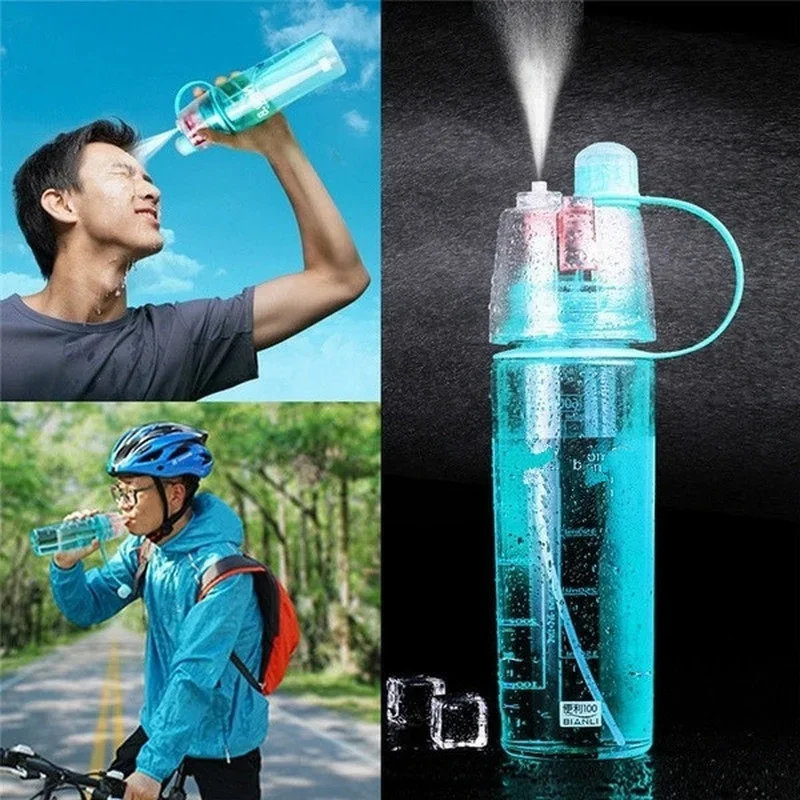 Nueva botella de agua pulverizada creativa de 600ml, botellas atomizadoras portátiles para deportes al aire libre, gimnasio, botellas para beber, pistolas de agua