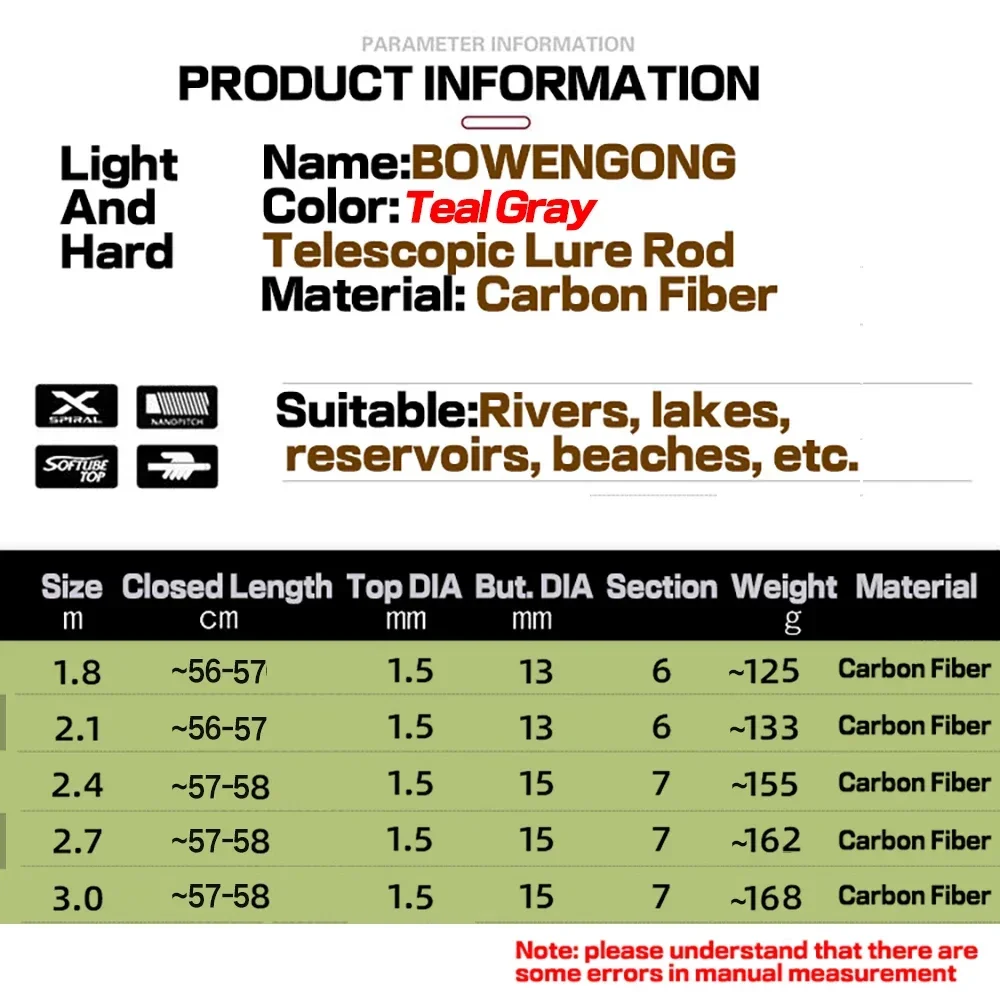 Caña de pescar ultraligera de carbono fundido/Spinning, cebo de punta sólida WT 8-18g, caña de señuelo telescópica portátil M, potencia rápida con mango EVE - imagen 4