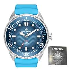 Reloj de buceo de cuarzo con energía solar, brillo nocturno, correa de silicona resistente a la lluvia de 300M para hombres y mujeres