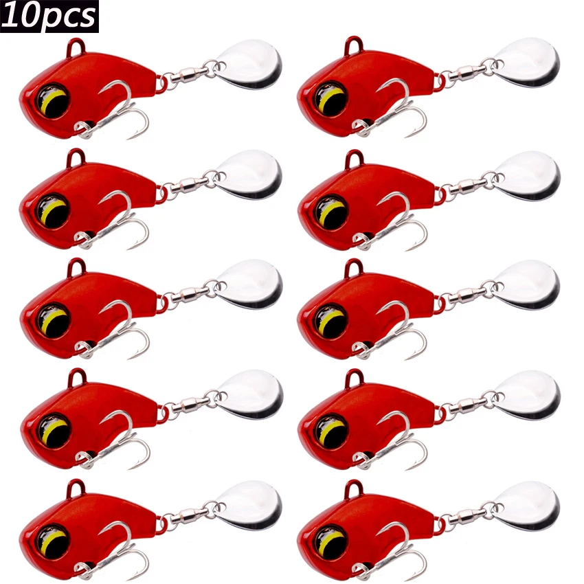 Señuelos giratorios de Metal para Pesca, cebo giratorio de 10 piezas con vibración VIB, cuchara giratoria de 8g/16g/21g, anzuelos duros para Pesca - imagen 5