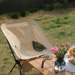 Silla plegable portátil con forma de luna, silla espacial para acampar, picnic, pescar y playa.