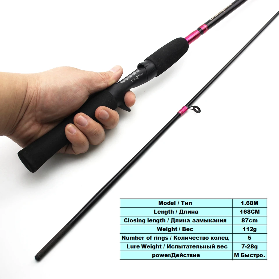 Caña de pescar de fibra de carbono, 1,68 M, Power M, señuelo 7-28g, aparejos de pesca, trucha, lubina, inventario claro - imagen 2