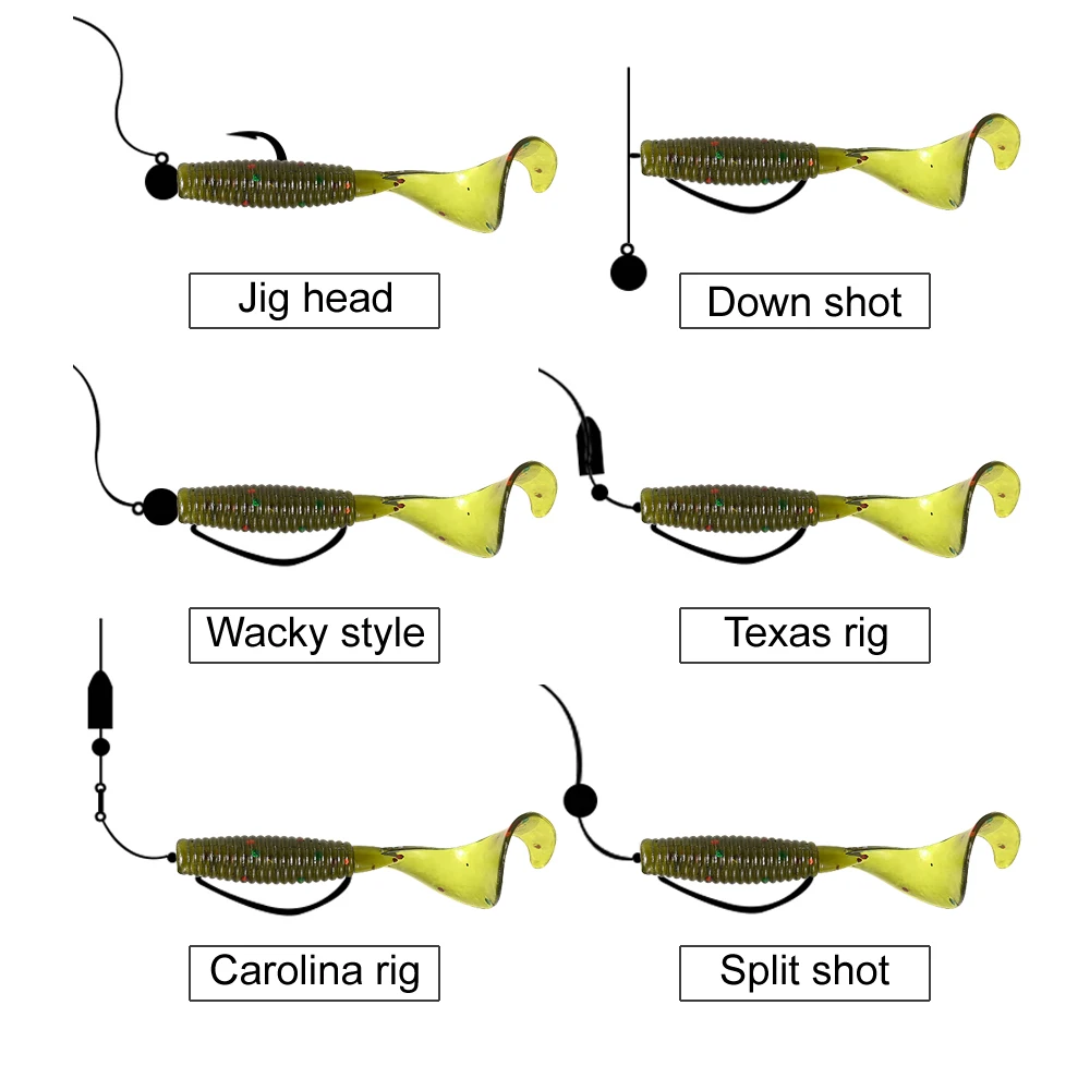 120 Uds nuevo cebo suave 4cm0.4g Señuelos de Pesca plástico silicona gusano Moggot Grub señuelo agua salada Wobblers carpa Swimbait para Pike herramienta - imagen 5