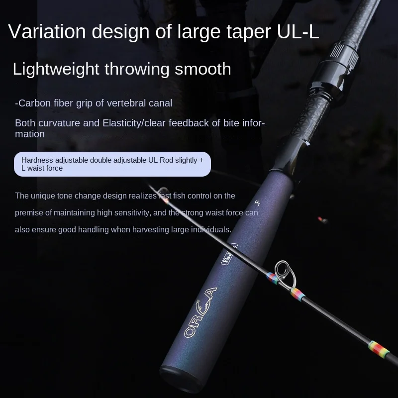 Caña de pescar ultraligera, fibra de carbono, giratoria, fundición, señuelo, anillo guía fuji, trucha, cañas de cebo, WT 1-8g, línea WT 2-6LB - imagen 3