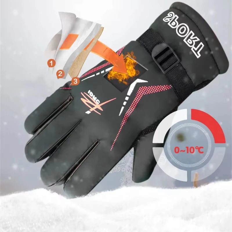 Guantes de invierno para esquiar, pescar, resistentes al viento, impermeables, para bicicleta, motocicleta, antideslizantes, gruesos, cálidos, accesorios - imagen 4