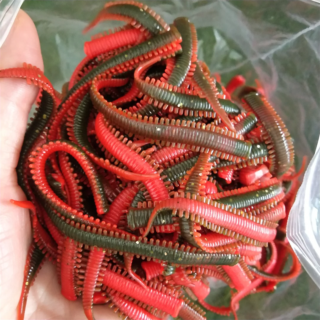 Swolfy Señuelos de pesca tipo gusano rojo flotantes TPR - imagen 2