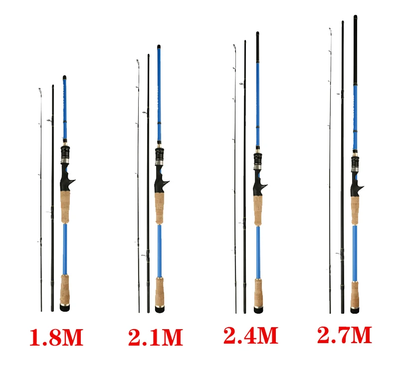 Caña de pescar de fibra de carbono para lubina, caña de pescar giratoria/fundición, 1,8/2,1/2,4/2,7 m, 3 secciones, portátil, rápida, para Río - imagen 3