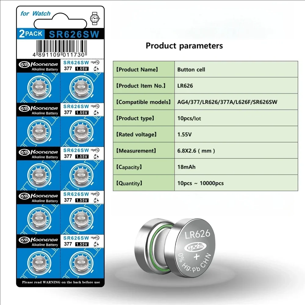 Pila botón SR626SW alcalina 1.5V para linterna de pesca - imagen 4