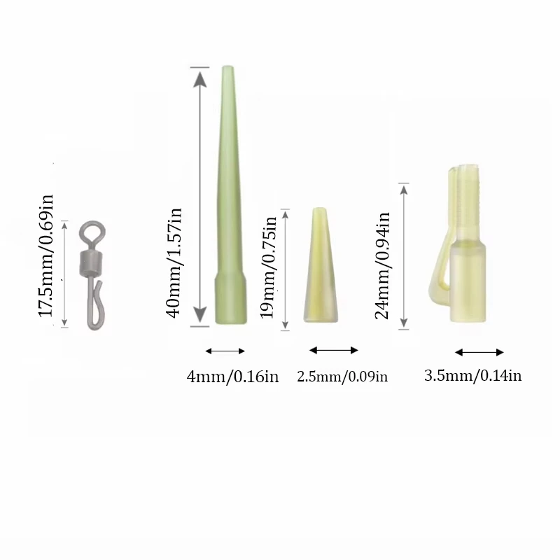 40 unids/lote accesorios de pesca de carpa Clip de plomo cambio rápido cola giratoria mangas antienredos de goma para aparejos de pesca de carpa - imagen 2