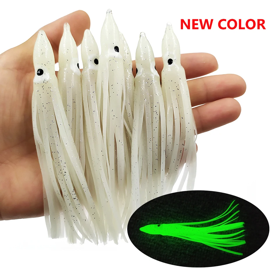 Faldas de calamar de goma, Señuelos de Pesca blandos de pulpo, atún, cebos de pez vela, mezcla de colores, 5cm, 9cm, 11cm, 20 piezas - imagen 5
