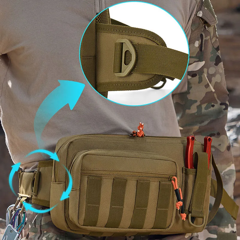 Riñonera de pesca táctica, gran almacenamiento, viajes al aire libre, deportes, escalada, caza, ciclismo, bolsas de pecho, riñonera de pesca con señuelo Molle - imagen 5