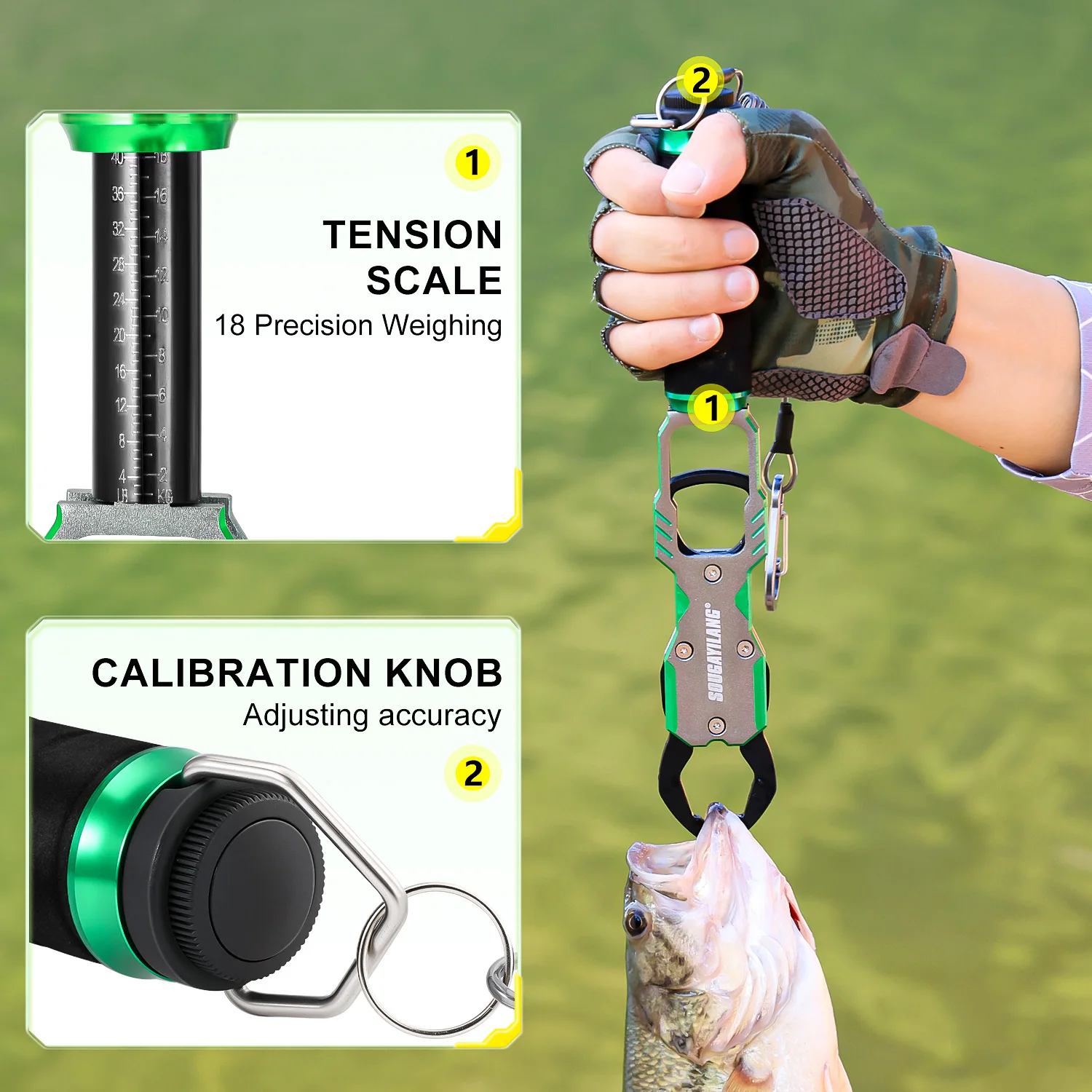 Sougayilang-pinza de pesca de aleación de aluminio, herramienta profesional de agarre de labio, Clip de captura de pescado, alicates de aparejos de Control de peces - imagen 3