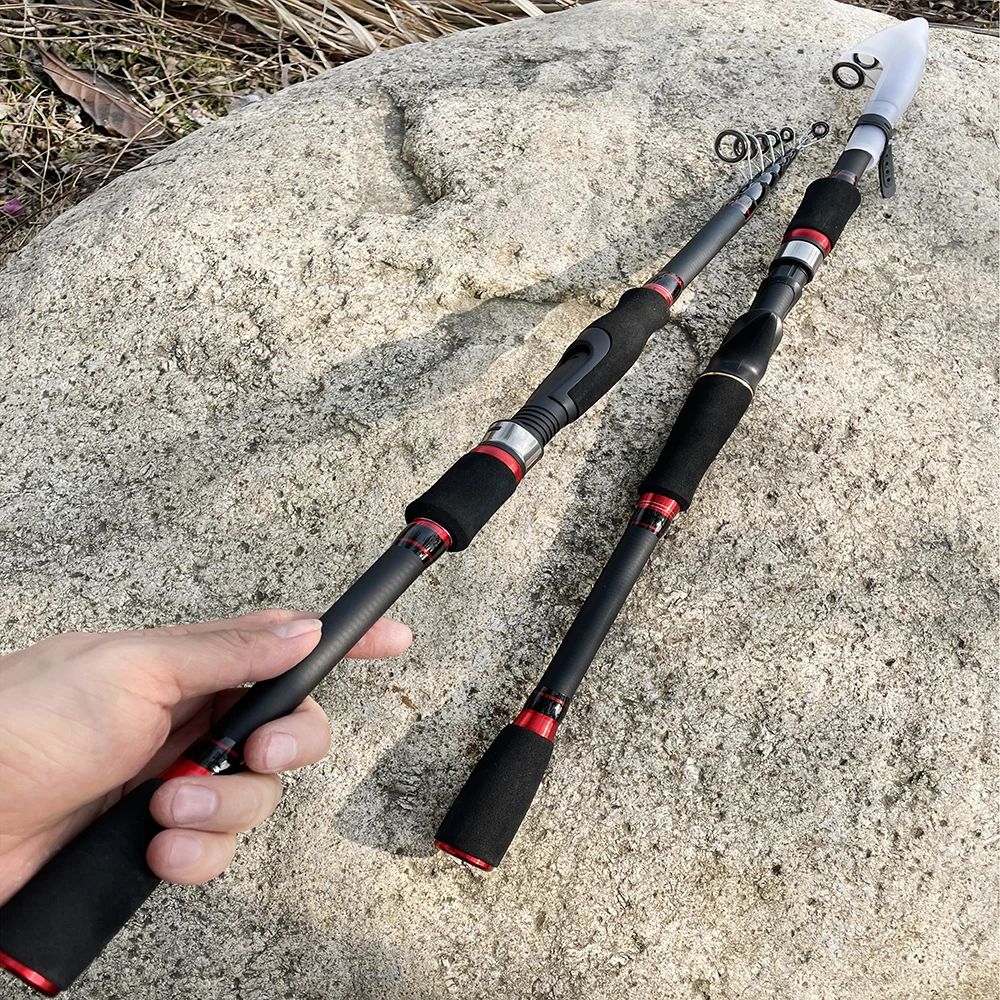 Cañas de pescar giratorias de fibra de carbono, 1,8 M-2,7 M, caña de Baitcasting para Lucio, trucha, señuelo telescópico - imagen 3