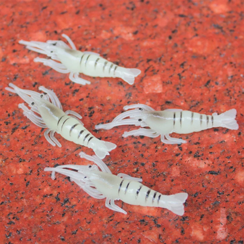Señuelo biónico que brilla en la oscuridad, cebo de camarón falso de 4cm con olor a gancho, 10 piezas, venta al por mayor - imagen 5