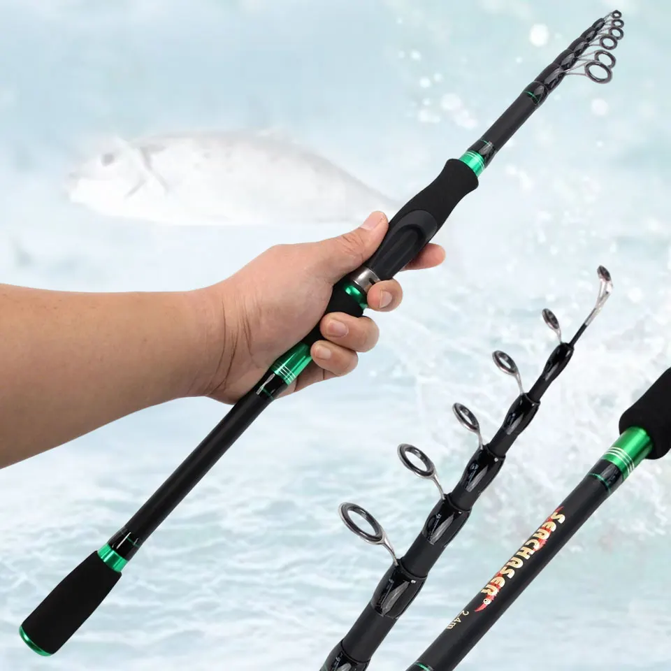 Caña de señuelo giratoria telescópica, 1,8-2,7 M de potencia, fibra de carbono, agarre EVA, ultracorto, portátil para pesca en agua dulce y salada - imagen 2