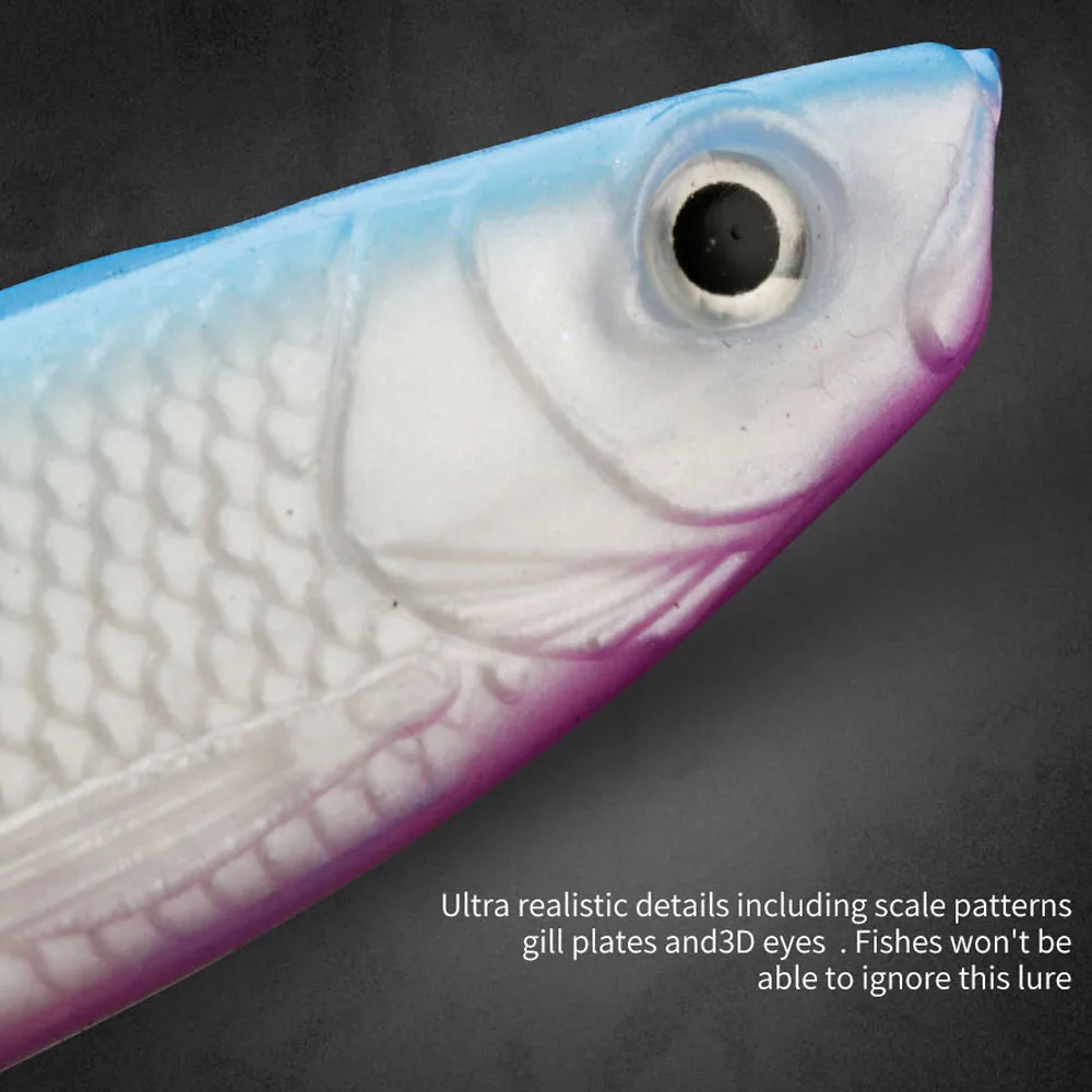 JOHNCOO-señuelos artificiales blandos, cebos de pesca, 100mm, 11,5g, Wobblers de cola en T, 3 unidades - imagen 5