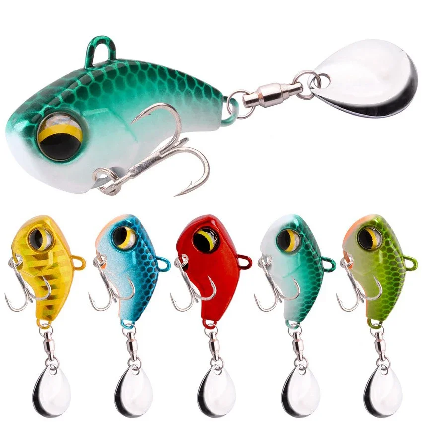 5 uds 6g 14g Spinner Señuelos de Pesca cuchara giratoria de lentejuelas Metal VIB vibración Swimbait Pesca de invierno cebos duros aparejos de Pesca - imagen 2