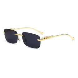 Gafas de sol sin montura clásicas – Estampado leopardo, ligeras y elegantes