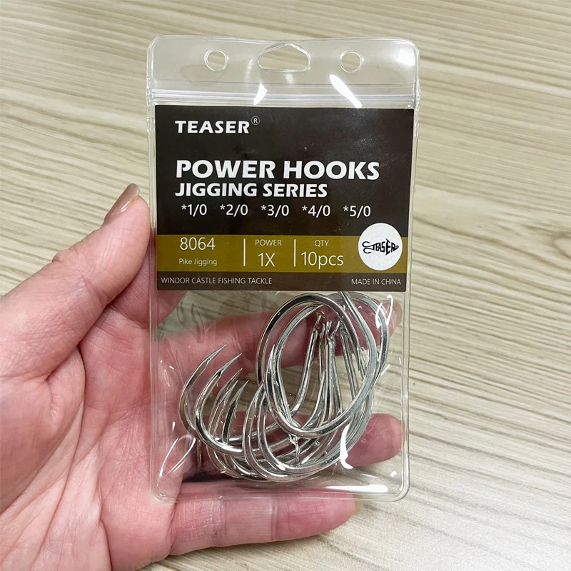 10 unids/bolsa 8064 1X anzuelo de jigging ligero PIKE 1/0 2/0 3/0 4/0 5/0 anzuelos de asistencia de Metal para señuelos de plantilla anzuelos de pesca - imagen 3