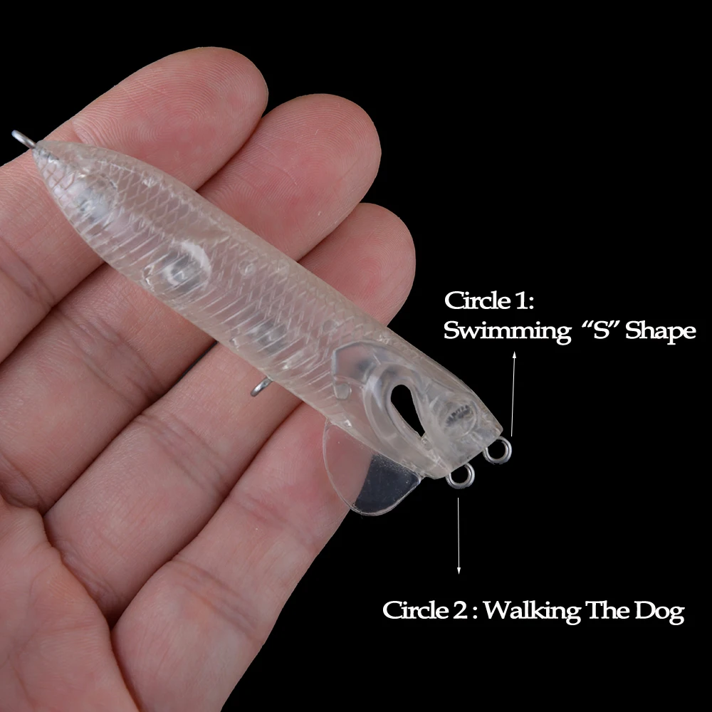 Chan'sHuang 20 piezas Señuelos de pesca en blanco sin pintar 7,5 cm 9,4g dos círculos lápiz flotante DIY cebo de pesca Artificial hecho a mano - imagen 4