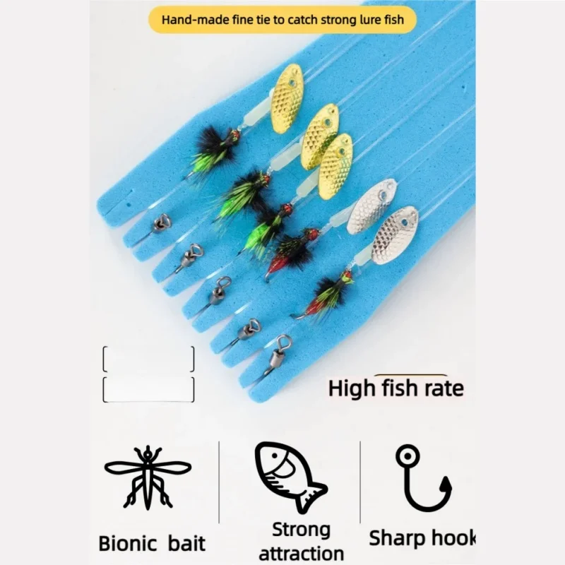 Wondersee, 5 uds. Por juego, aparejo Texas con flotador de hundimiento lento, ayuda para lanzar insectos, mosca Nano, cebo de pesca con mosca, cuchara giratoria lista para usar - imagen 3