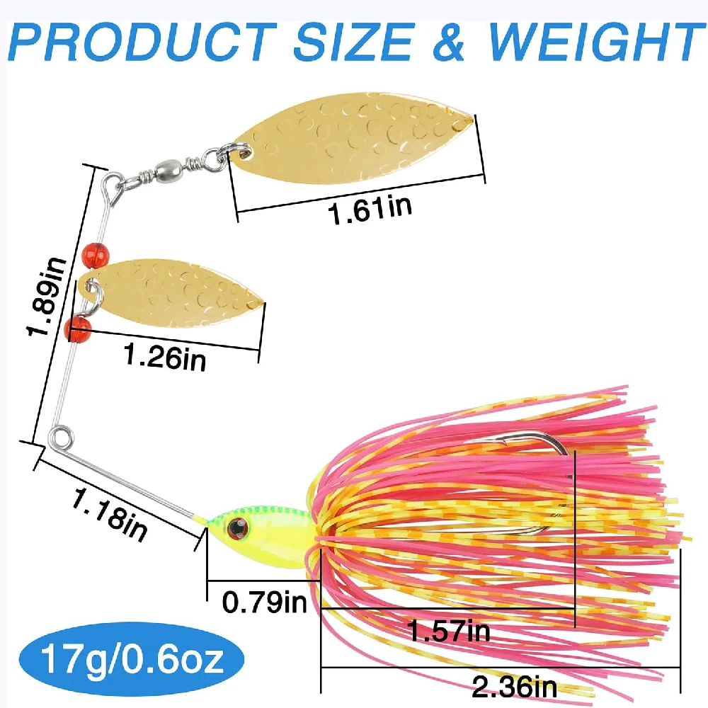 6 uds Spinnerbait Señuelos de Pesca Buzzbait Spinners cebos Kit Swimbait plantillas para lubina Pike trucha salmón pesca de agua dulce y salada - imagen 2