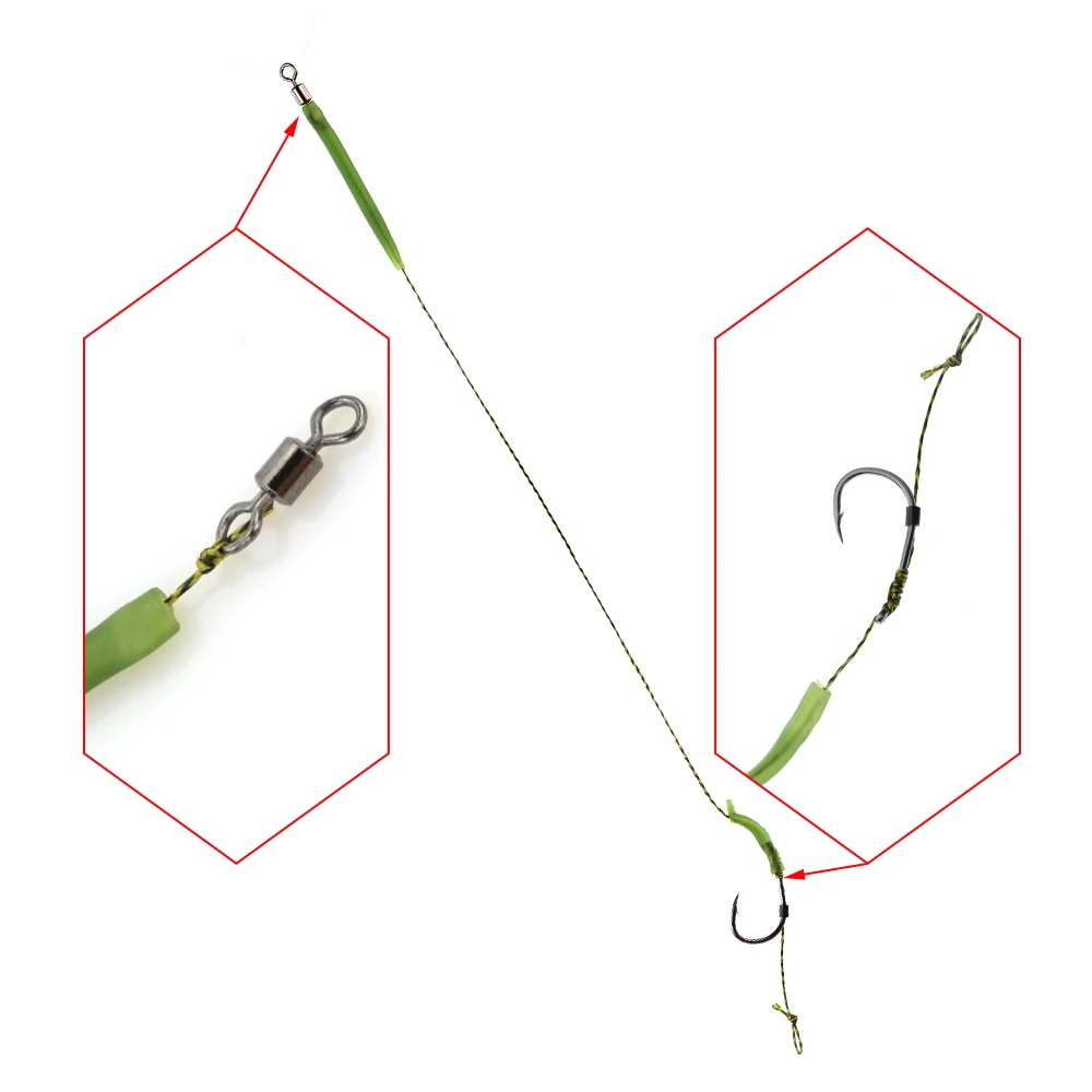 8 x aparejos de pelo para pesca de carpa, línea trenzada, aparejos de gancho de acero, aparejos terminales de pesca - imagen 4