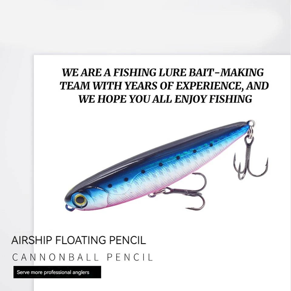 WALK FISH 1 Uds 6/12g 60/85mm Airshipsmall ammunit float lápiz superficie señuelo de largo alcance lanzar peces militares de lubina con pico hacia arriba - imagen 2