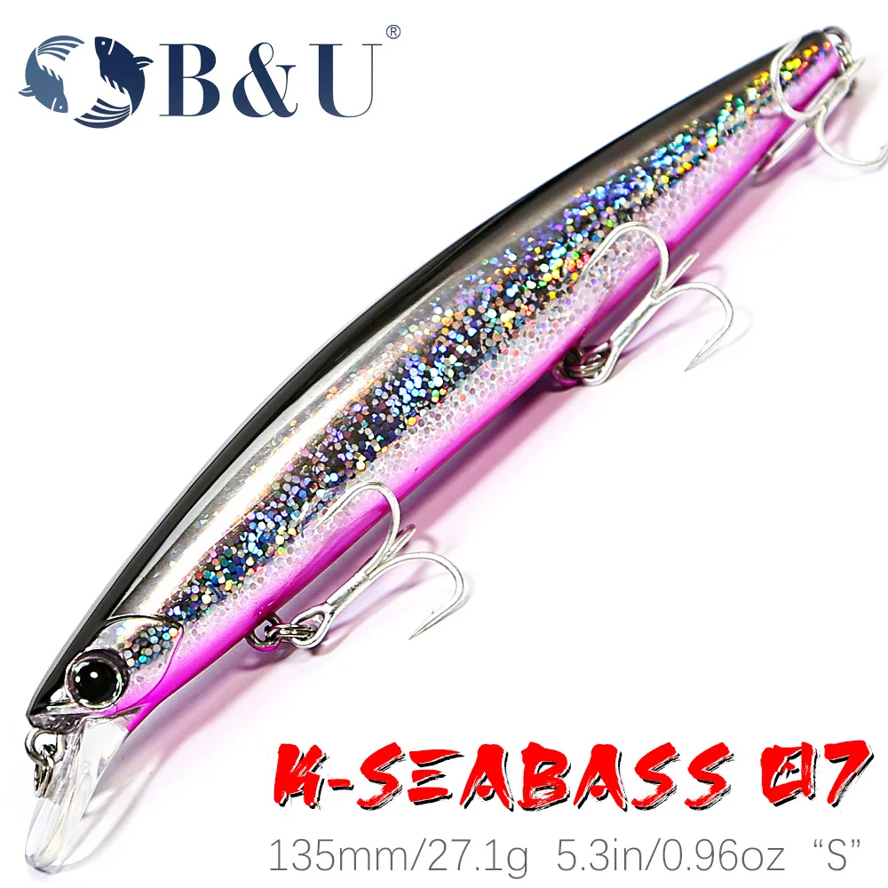 B & U 135mm 27,1g lanzamiento Ultra largo 135S agua salada hundimiento Minnow peso señuelo de pesca lubina cebo duro