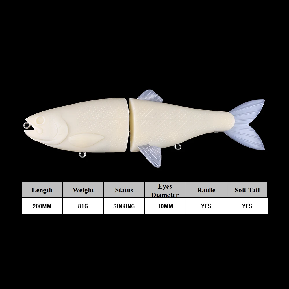 Chan'sHuang-Cebo en blanco sin pintar, 3 piezas, 20cm, 81g, señuelo de pesca Artificial - imagen 3