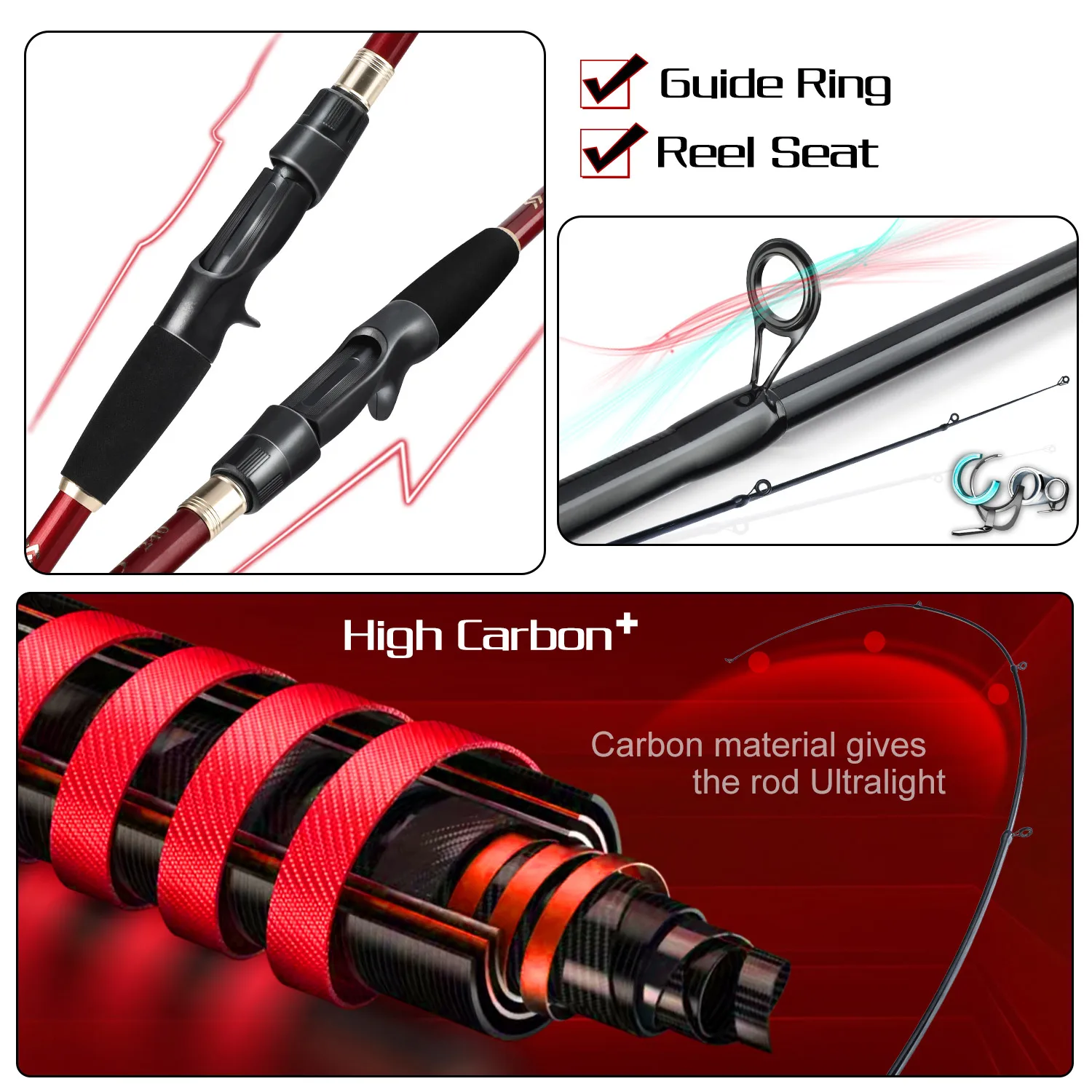 Sougayilang-caña de pescar Baitcasting y bolsa de carrete, caña telescópica de 1,8-2,4 m y carrete de Metal, carrete de Pesca para Pesca de lubina - imagen 5