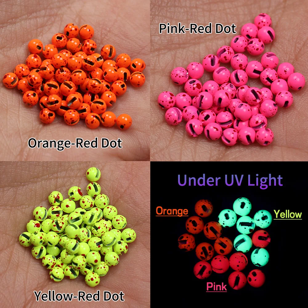 Bimoo-Cuentas fluorescentes de tungsteno ranuradas para anzuelo, Material de atado de moscas de Ninfa, trucha, 40 piezas, 2,5mm-3,5mm - imagen 4