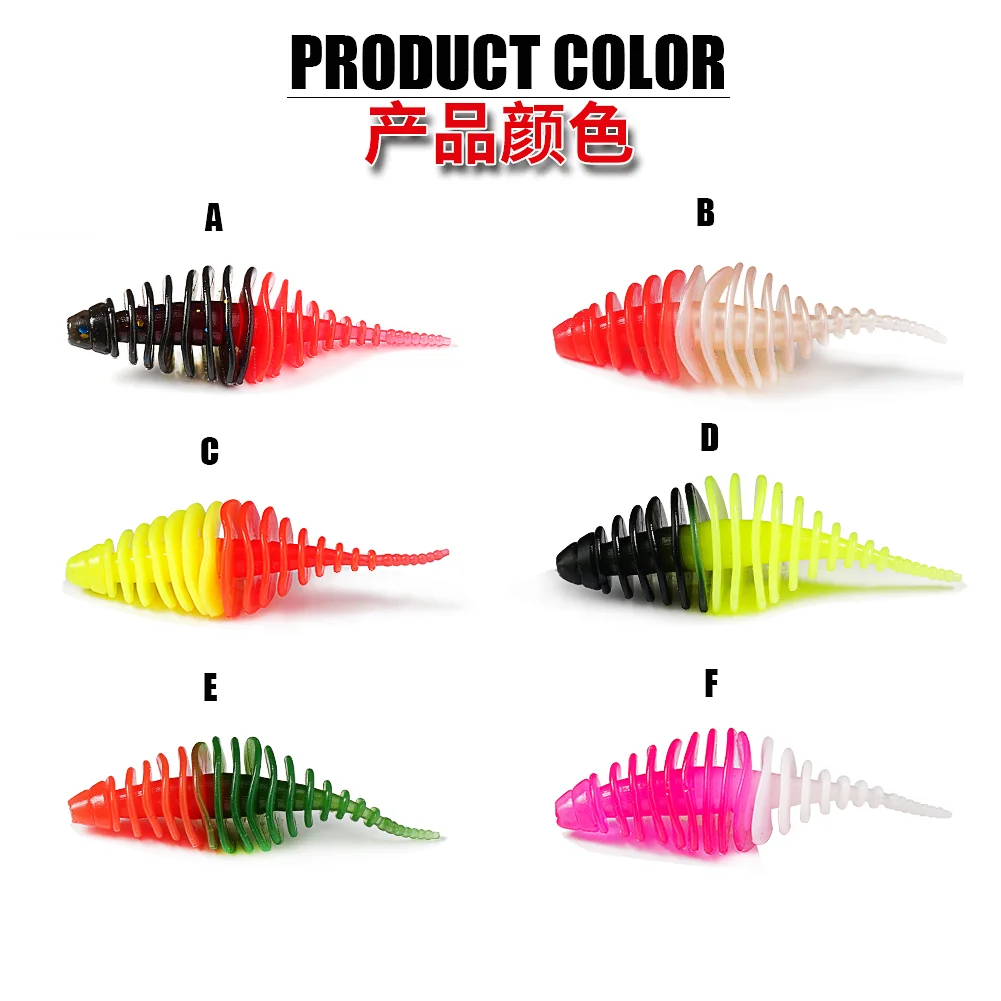 SUNMILE-cebo suave de pesca, cebos artificiales de gusano, 50mm/1,5g, 10 unids/lote, Wobblers de pesca en roca, Leurre Souple, señuelos de trucha - imagen 5
