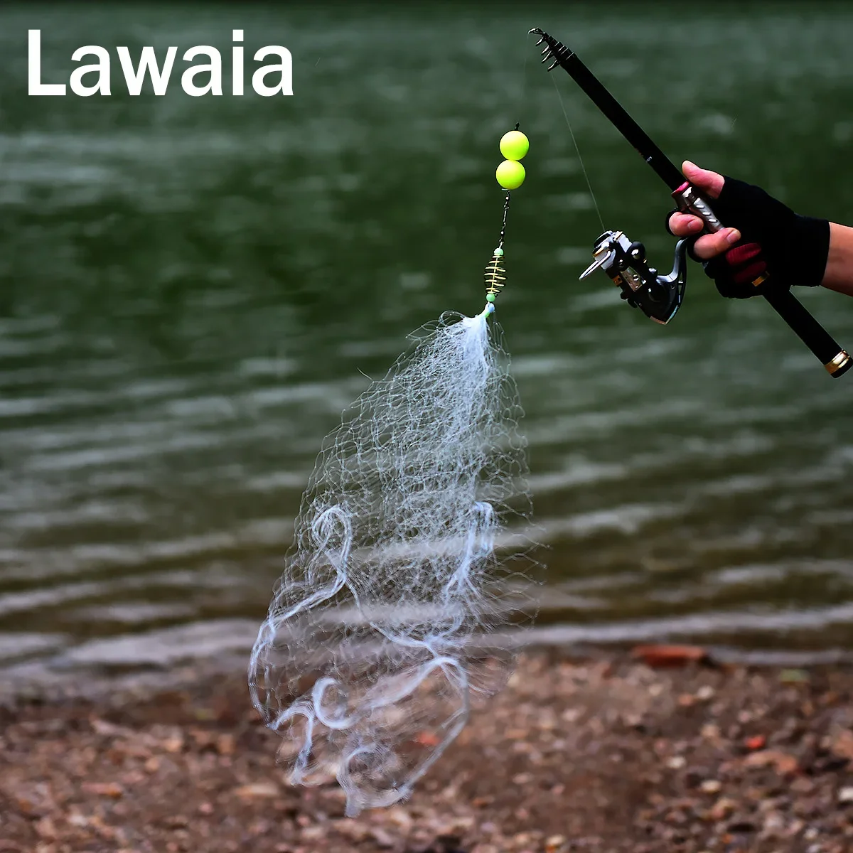 Lawaia red adhesiva de pesca con cuentas luminosas nocturnas, anillo de rodamiento de bolas, conector de red de enmalle fundido, herramientas de trampa de agua dulce, aparejos - imagen 4