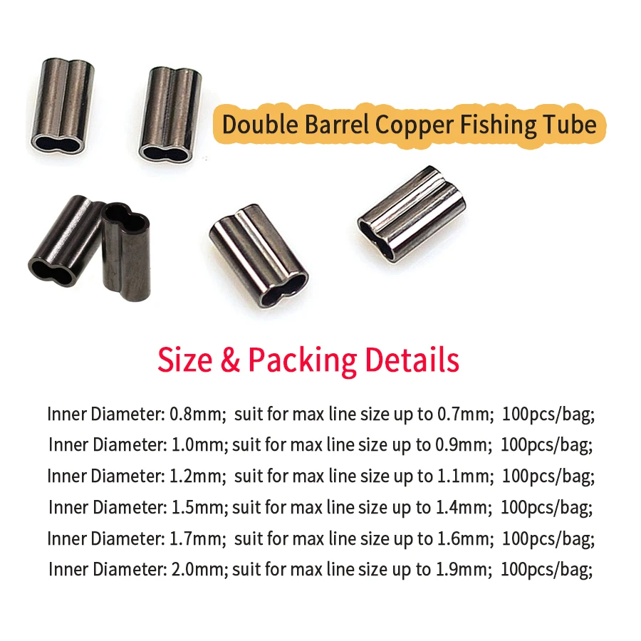 Wifreo-Manguitos de prensado de doble barril de latón, 1000 piezas, líder de alambre de línea de pesca, conectores de tubo de cobre redondo, accesorios - imagen 3
