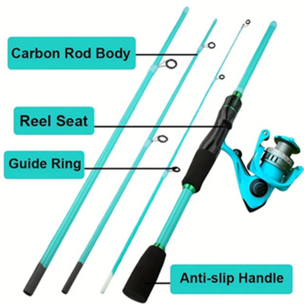 Caña de pescar giratoria ultraligera de fibra de carbono de 4/5 secciones con mango de EVA y Combo de carrete de Baitcasting 5,2:1/7,2:1 para principiantes - imagen 3