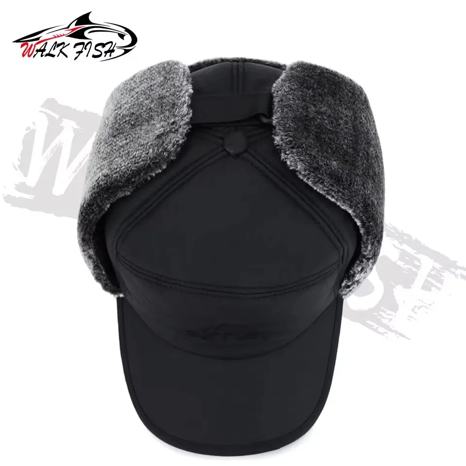 WALK FISH-Gorra de ciclismo Lei Feng, gorro de otoño e invierno para hombres mayores de mediana edad, mantiene el calor, tejido de lana grueso, resistente al viento, impermeable - imagen 5
