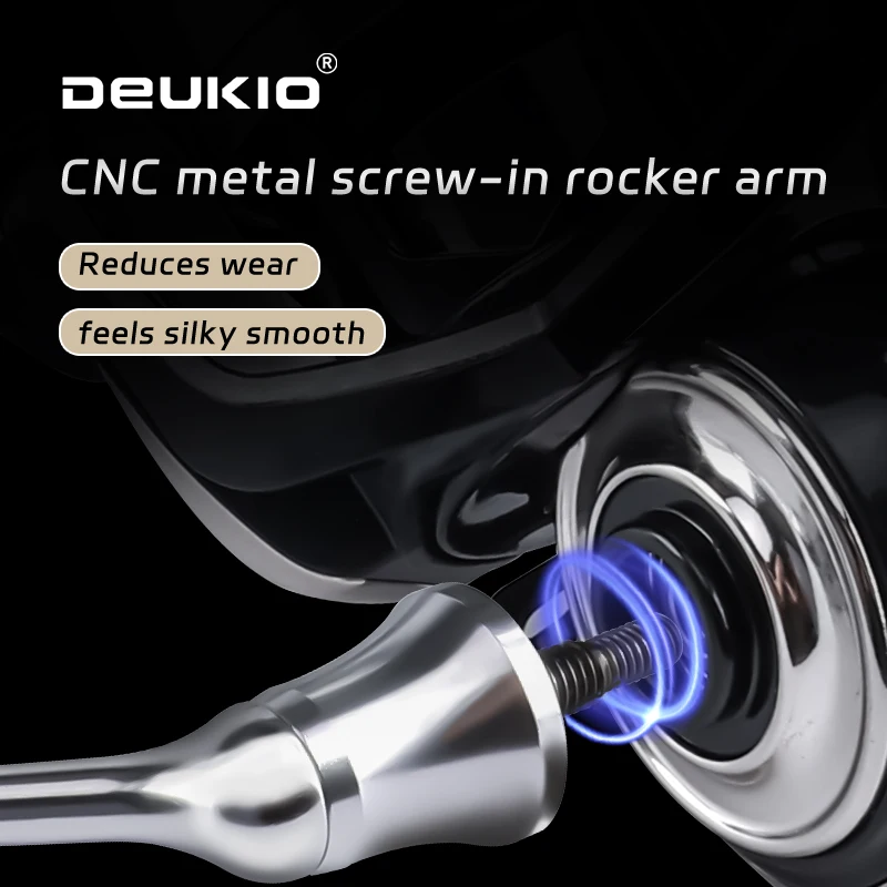 Carrete de pesca DEUKIO, carretes giratorios con perilla de bola de Metal 3 + 1BB 5,2: 1, arrastre máximo de 15KG, carretes a prueba de agua para agua dulce y salada - imagen 3