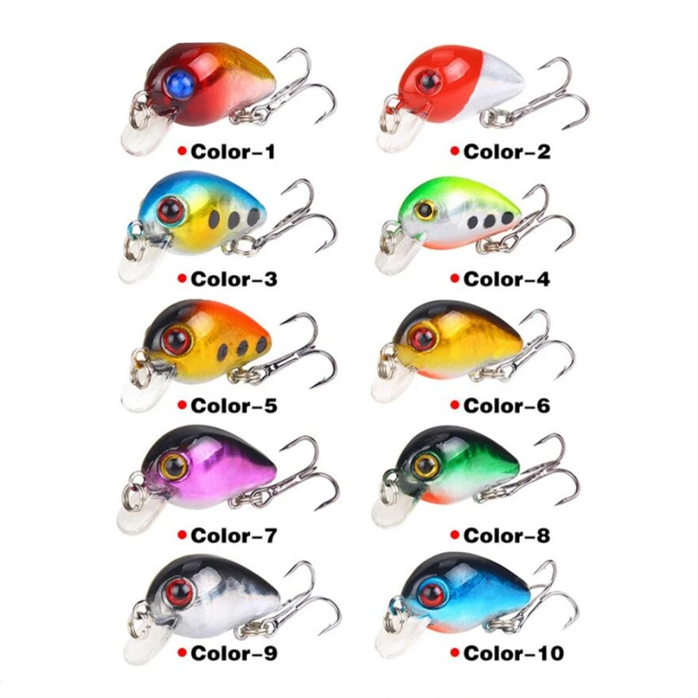 1 Uds Mini señuelo de pesca Crankbait 3cm 1,6g Topwater cebo duro Artificial Bass Wobblers aparejos de pesca de Lucio - imagen 5