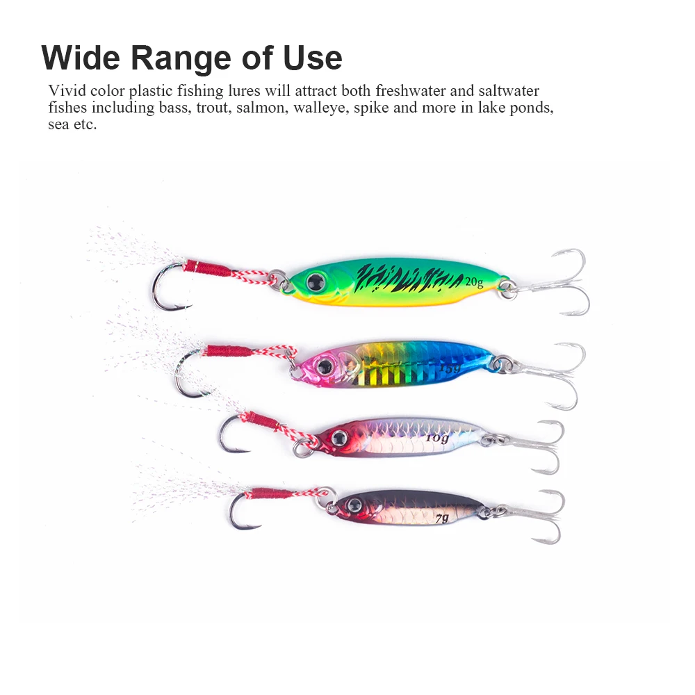 Hanlin-señuelo de pesca duro de calidad, anzuelo único de pluma, cuchara de Metal, aparejos de lubina, 7g/10g/15g/20g - imagen 3