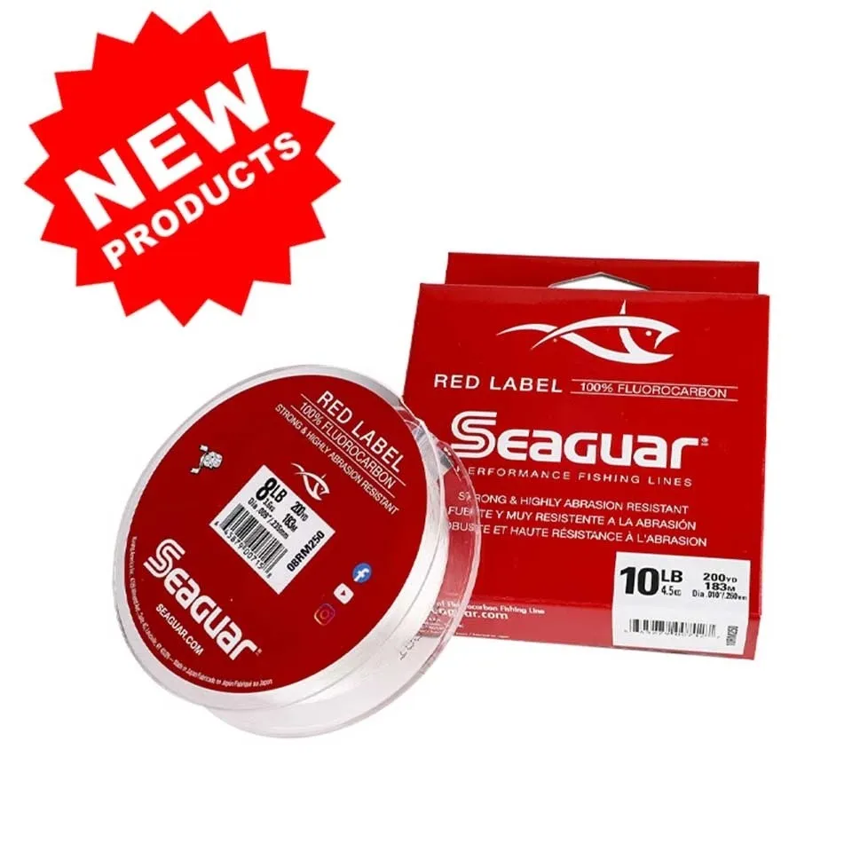 Seaguar-sedal de pesca de fluorocarbono con etiqueta roja, hilo de pescar de fibra de carbono, prueba de monofilamento de carpa, 4/6/8/10/12/15LB, nuevo y Original - imagen 2