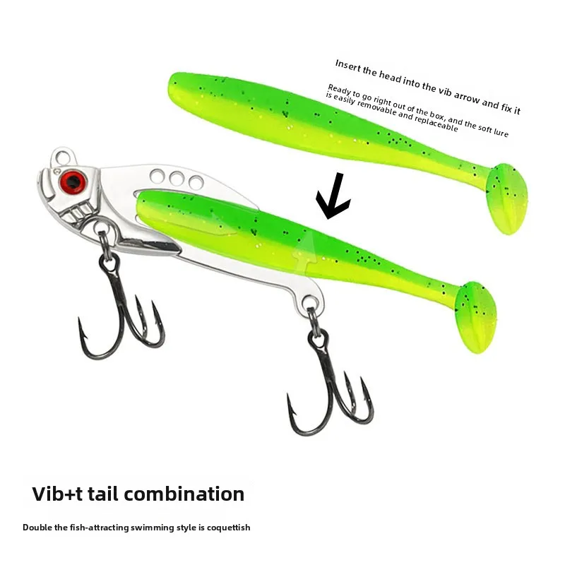 Cebo Luya de cuerpo blando vib + cola en T, cebo blando que sacude para estimular el pez para morder, imprescindible para principiantes, cebo Luya - imagen 2