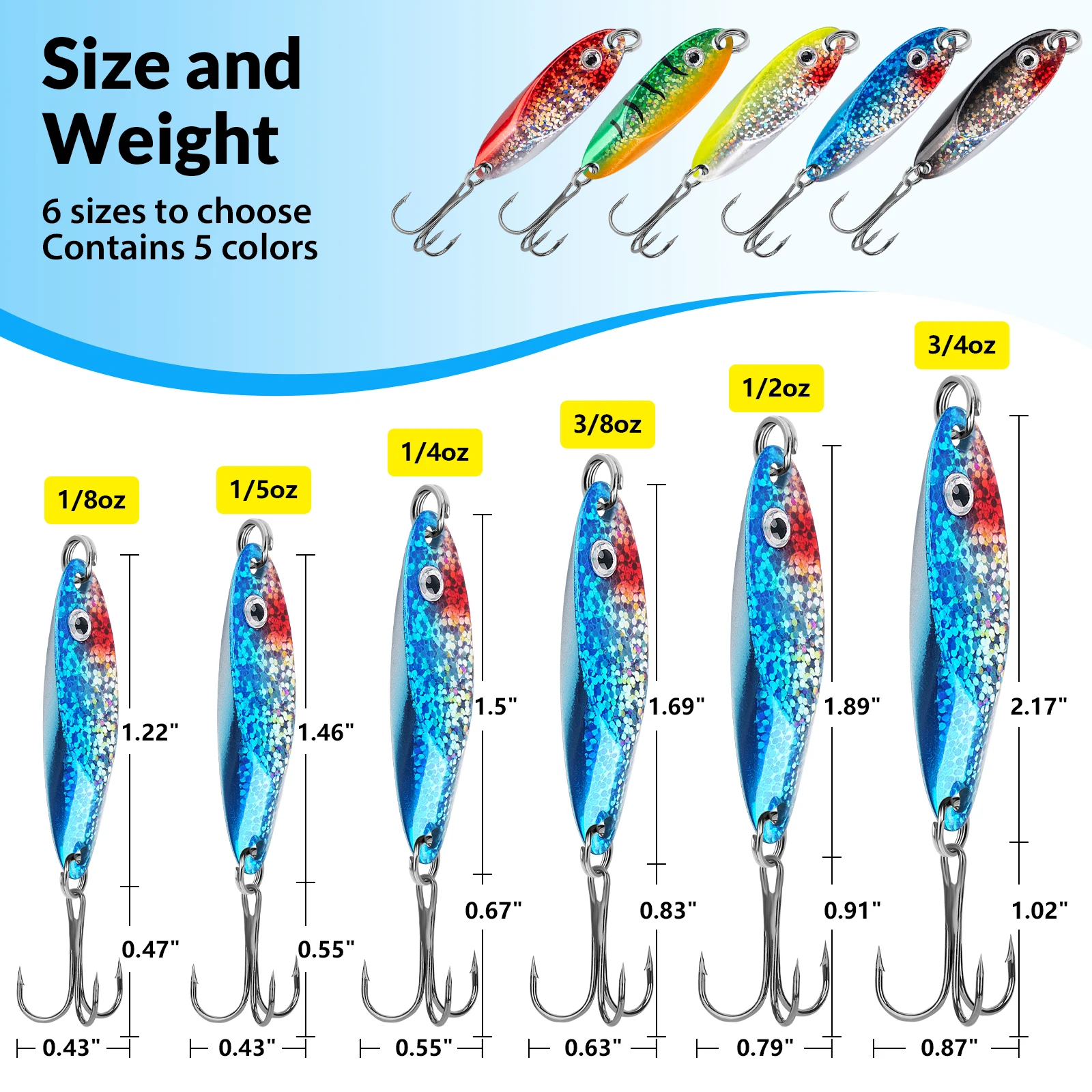 THKFISH 5 uds 14g 10g 7g 5g 3,5g cuchara de Metal señuelos de trucha cebo duro Artificial Spinner lentejuelas Sponns señuelo para pesca de Lucio - imagen 2