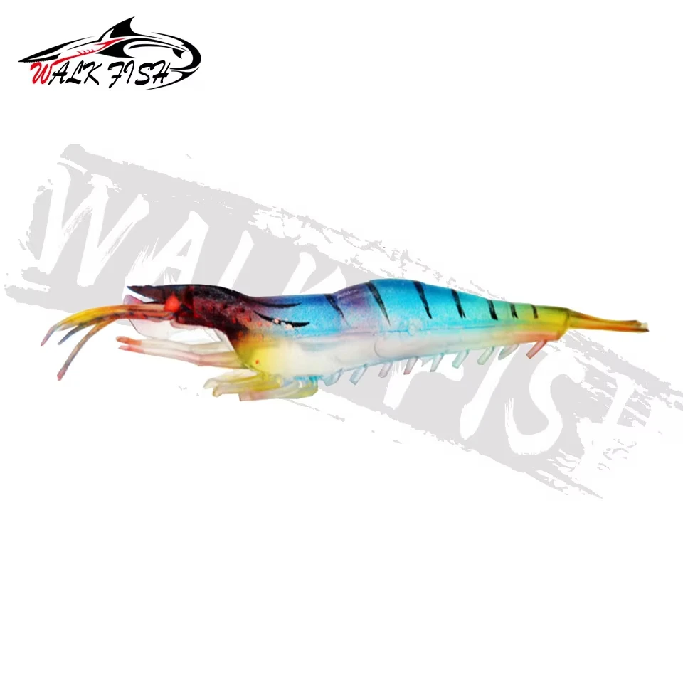 WALK FISH-señuelo de pesca con cebo suave para camarones, 5 uds., 9cm, 3,8g, ranura enganchada, luminoso, hierba nocturna, ojo de camarón, señuelos artificiales, cebo falso - imagen 2