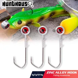 Anzuelos de pesca Hunthouse con ojos rojos, 5g, 7g, 10g, 14g, cabeza de anzuelo de aleación de Zinc, anzuelos de pesca en roca, accesorios de pesca, aparejos LW333