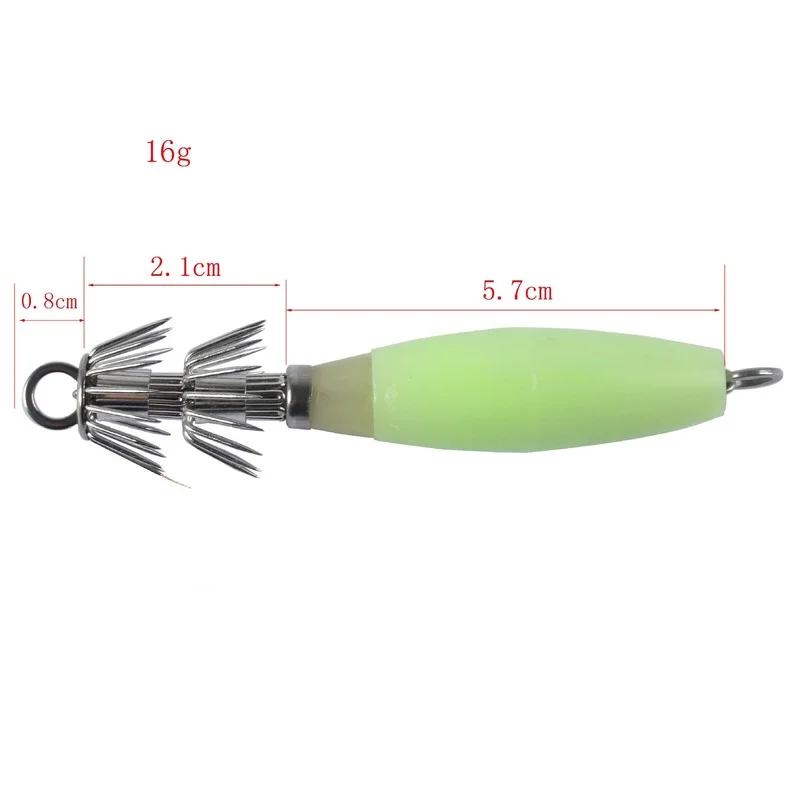 1 Uds. 16G plástico verde luminoso calamar anzuelos cebos de calamar 32 agujas fuerte brillo sepia anzuelo de pesca cebo anzuelo - imagen 4