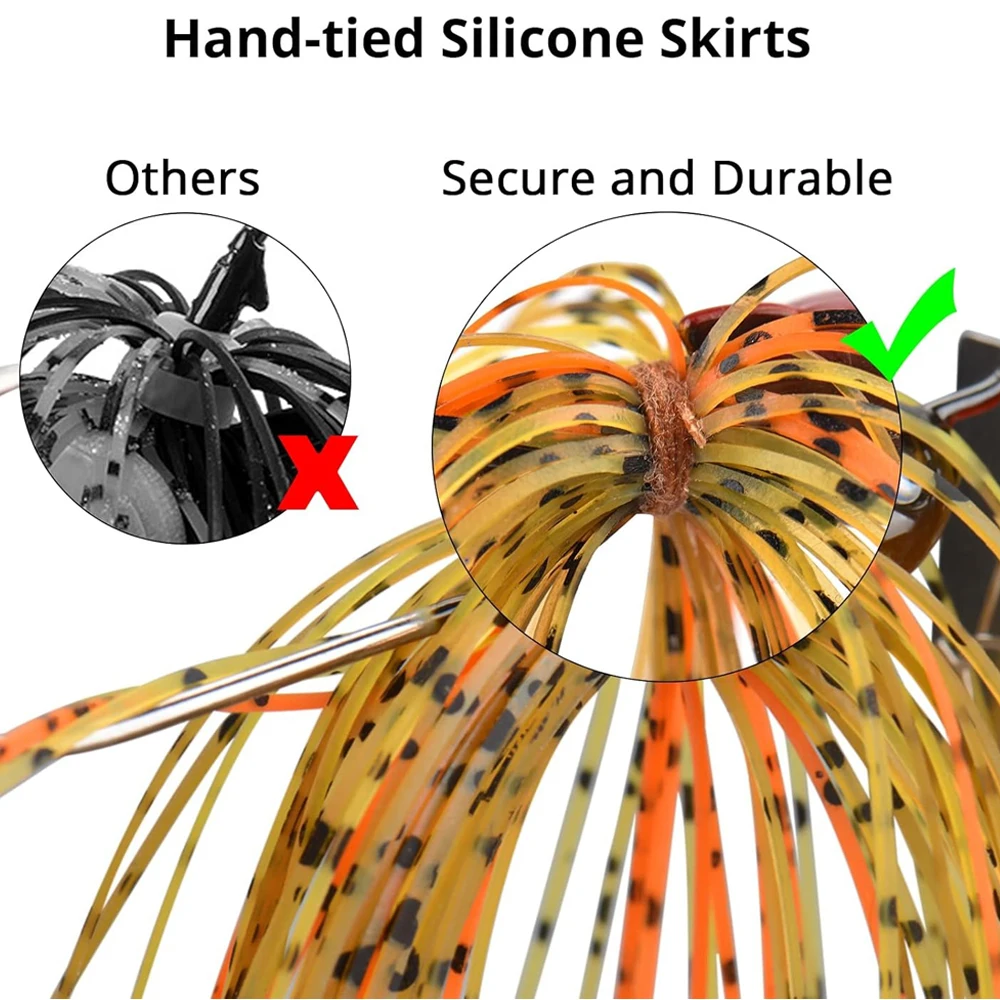 Chatterbait-Señuelos de Pesca de 16g y 19g, faldas de silicona, cuchara con hoja oscilante, anzuelo con cabeza de plantilla de goma, Swimbait de alambre, 1-3 uds., cebo giratorio - imagen 3