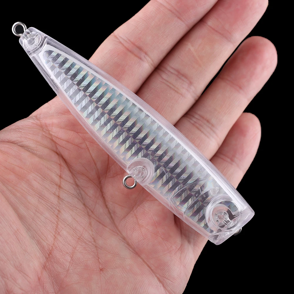 Chan'sHuang-Cebo en blanco sin pintar, 10 piezas, 11cm, 20g, lámina de superficie interior, sonajeros holográficos, Popper, señuelo de pesca Artificial DIY - imagen 4